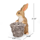 Christopher Knight Home® - Noble House - Tooke Outdoor Decorative Rabbit Planter, White and Brown