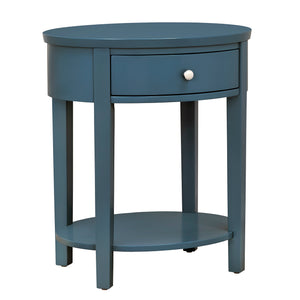 Homelegance By Top-Line Hardin 1-Drawer Oval End Table Blue Veneer