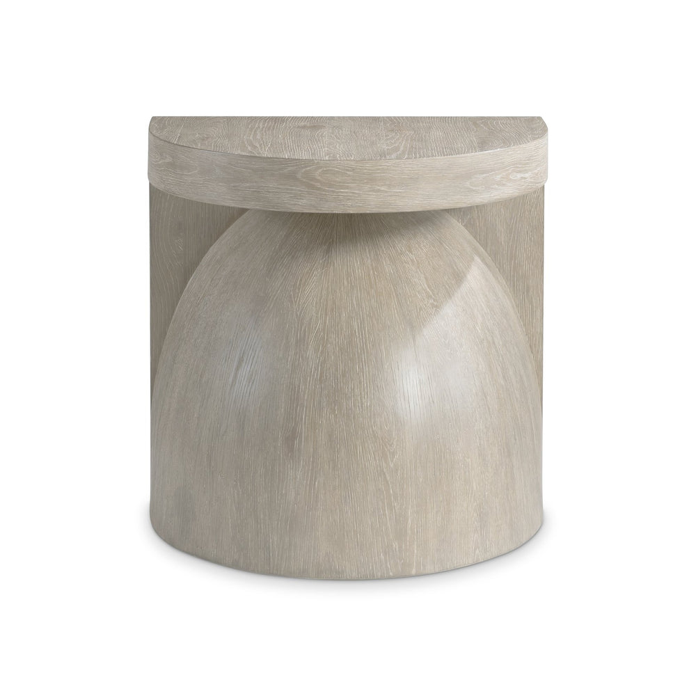 Bernhardt Bernhardt Sculptural Moda Side Table With Oak Aurum Top, Woodgrain Resin Base, Compact Modern Accent 547127