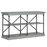 Homelegance By Top-Line Miranda Cornice Iron and Wood Entryway Console Table Grey Wood