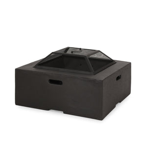 English Elm Outdoor Square Mgo Concrete Wood Burning Fire Pit with Spark Screen for Patio Gatherings 72476.00