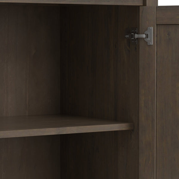 English Elm Ela Wide Storage Cabinet in Smoky Brown – Handcrafted Solid Wood, 3 Shaker Doors, Adjustable Shelves, 60" B136P158608