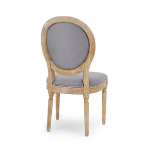 English Elm Kd French Country Rubberwood Dining Chairs Fluted Legs Padded Seat Set of 2 60352.00LGY