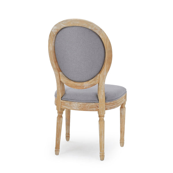 English Elm Kd French Country Rubberwood Dining Chairs Fluted Legs Padded Seat Set of 2 60352.00LGY