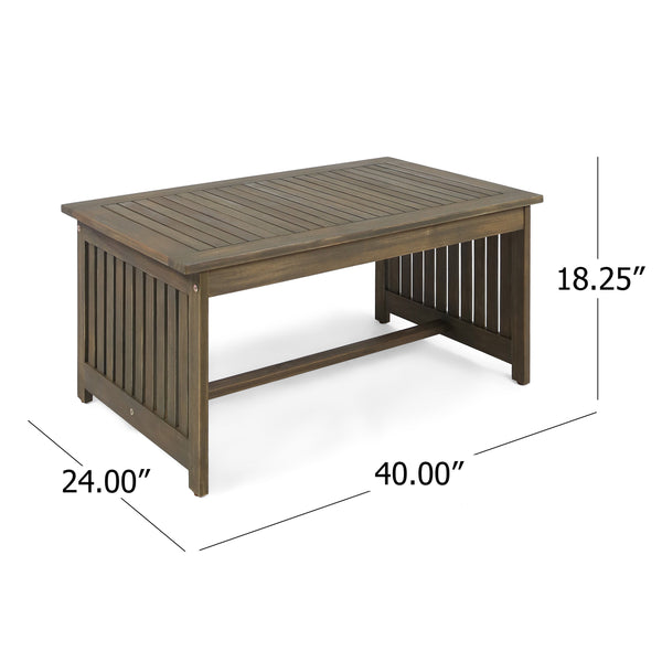 English Elm Christopher Knight Home® - CASA Acacia Coffee Table for Outdoor Patios — Stained Treated Wood, Compact Yet Spacious 40"W Grey 63307.00GRY