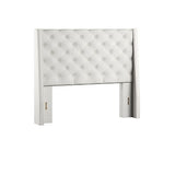 Homelegance By Top-Line Vaughn Faux Leather Crystal Tufted Headboard Ivory White Faux Leather