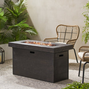 English Elm Custer Outdoor Rectangular Mgo Fire Pit 50000 Btu Patio Entertaining Table 61102.00BRN-50K