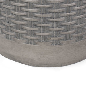 English Elm Outdoor Concrete Round Side Table Basket Weave Texture Patio Balcony Accent 73432.00