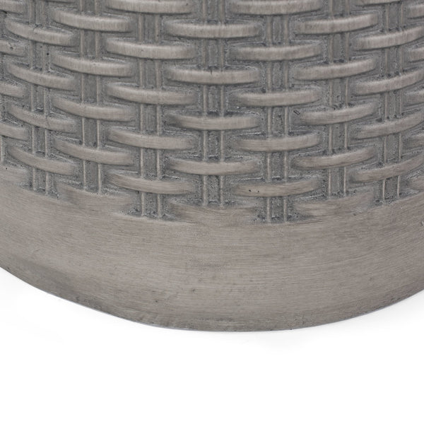 English Elm Outdoor Concrete Round Side Table Basket Weave Texture Patio Balcony Accent 73432.00