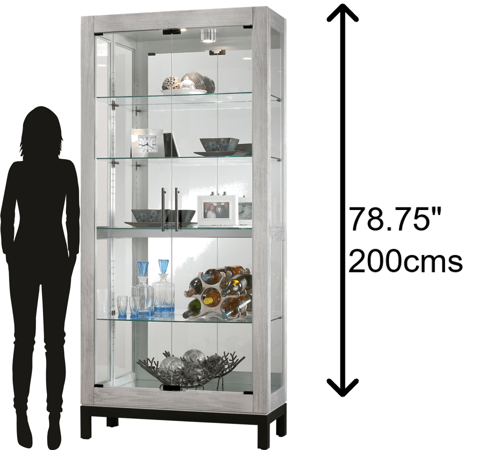 Hekman Furniture 680599 Quinn Ii Curio Cabinet - Elegant Distressed Finish With Interior Lighting & Adjustable Shelves Burnished Silver Quinn Ii Curio Cabinet 680599