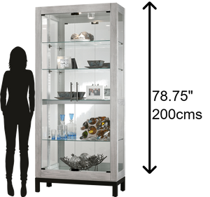 Hekman Furniture 680599 Quinn Ii Curio Cabinet - Elegant Distressed Finish With Interior Lighting & Adjustable Shelves Burnished Silver Quinn Ii Curio Cabinet 680599