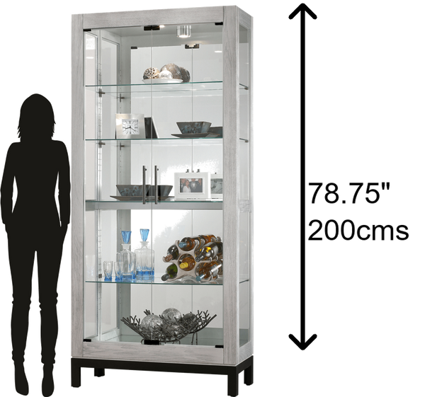 Hekman Furniture 680599 Quinn Ii Curio Cabinet - Elegant Distressed Finish With Interior Lighting & Adjustable Shelves Burnished Silver Quinn Ii Curio Cabinet 680599