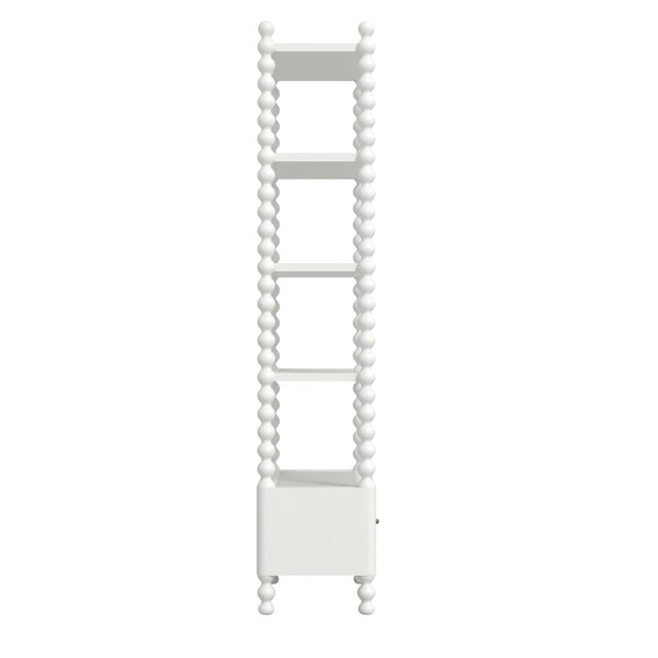 A.R.T. Furniture Haven Etagere: Vintage-Inspired Storage Shelf with Spindle Sides, Drawer, and Modern White Finish 339400-2367