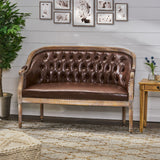 Christopher Knight Home® - Noble House - Faye Traditional Tufted Upholstered Loveseat, Dark Brown And Antique