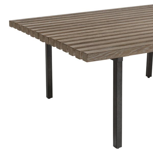 Bernhardt Bernhardt Marcona Slatted Cocktail Table With Anthracite Metal Base, 62"W Contemporary Centerpiece 473021