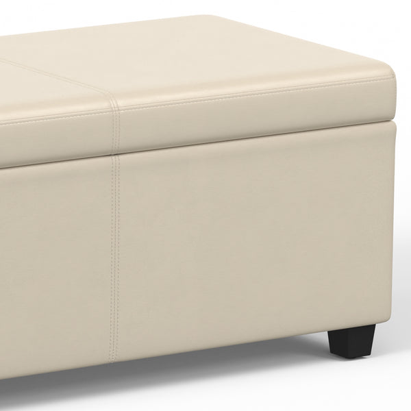 English Elm Avalon Extra Large Storage Ottoman Bench - Versatile Satin Cream Seat With Child-Safe Hinge B136P158654