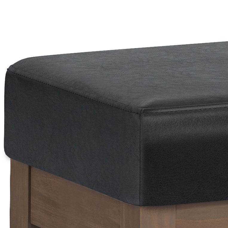 English Elm Milltown Large Ottoman Bench - Versatile Midnight Black Faux Leather For Modern Interiors, 44" Wide B136P159080