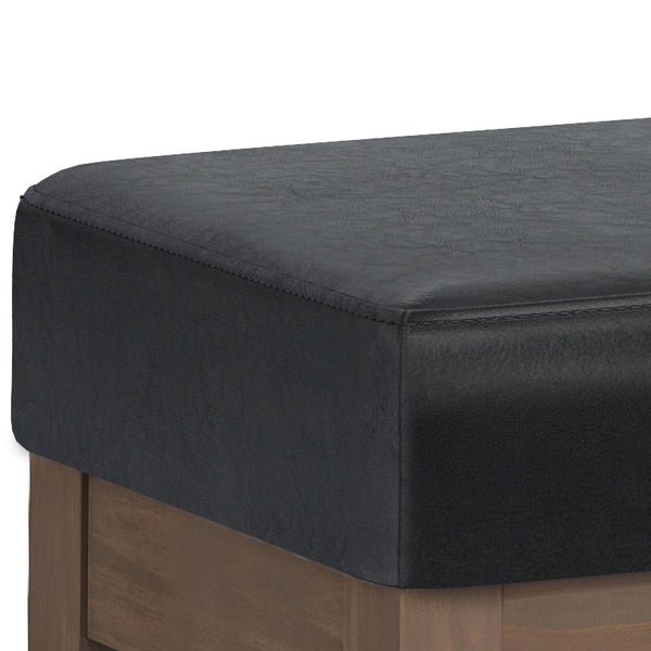English Elm Milltown Large Ottoman Bench - Versatile Midnight Black Faux Leather For Modern Interiors, 44" Wide B136P159080