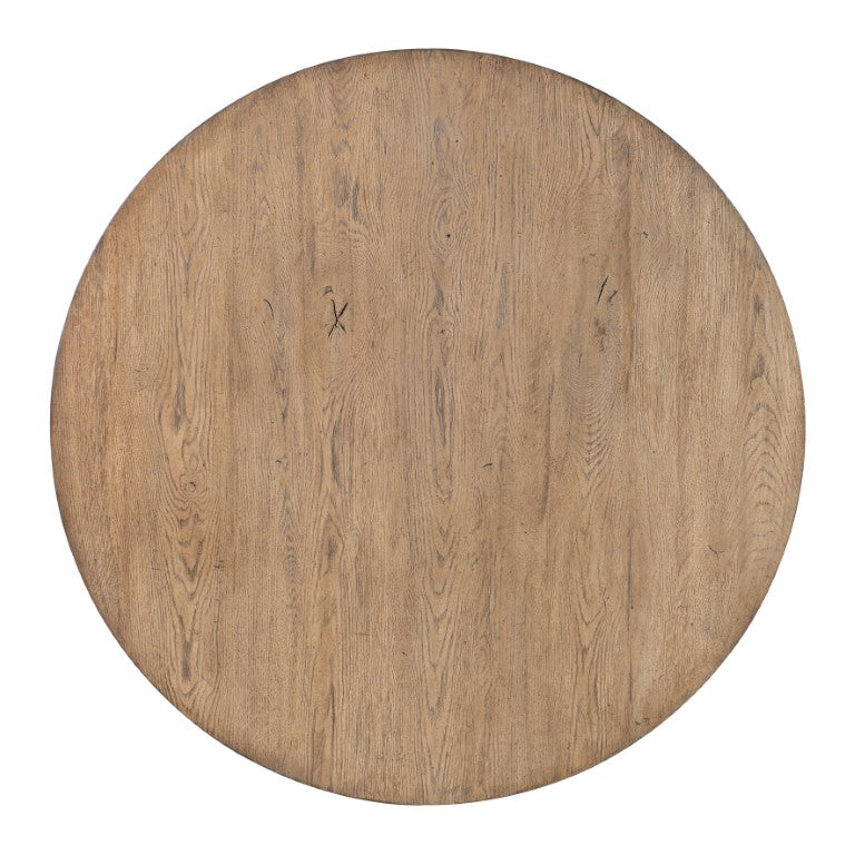 Hooker Furniture Commerce Round Cocktail Table In Solid Mindi Wood, 42" Rustic Distressed Top, Medium Natural Finish 7228-80006-85