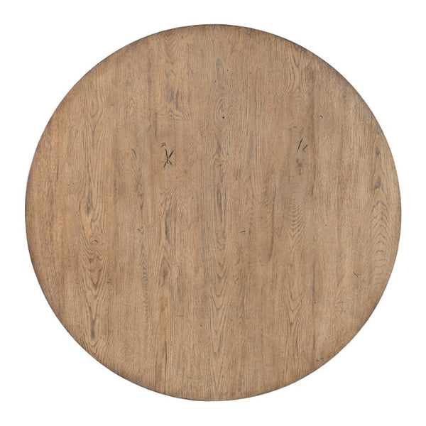 Hooker Furniture Commerce Round Cocktail Table In Solid Mindi Wood, 42" Rustic Distressed Top, Medium Natural Finish 7228-80006-85