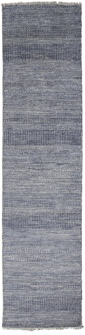 Feizy Rugs Janson Hand Knotted Wool & Viscose Rug | Textured Stripes For Elegant Home & Office Décor Blue,Gray Wool,Viscose I92i6062nvyslvi10