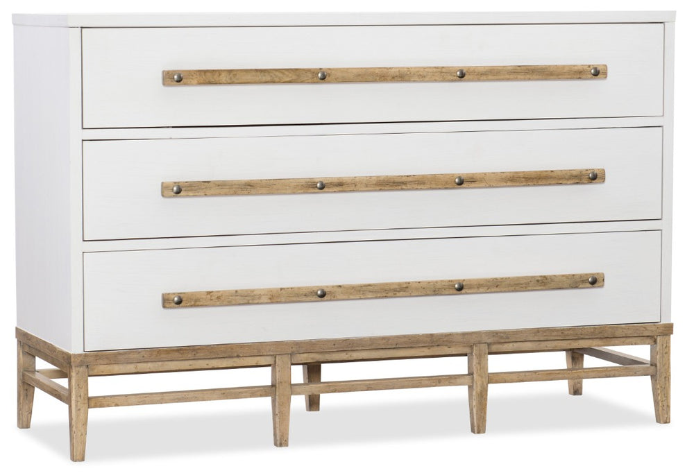Hooker Furniture Urban Cedar-Lined Three-Drawer Chest With White Plaster Top, Light Maple Base, Rustic Hardware 1620-90101-WH