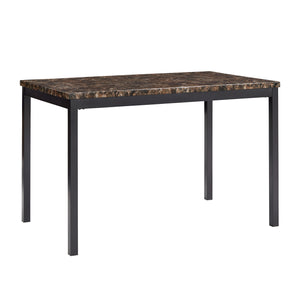 Homelegance By Top-Line Aristos 4-Person 48" Wide Faux Marble Top Dining Table Black Marble