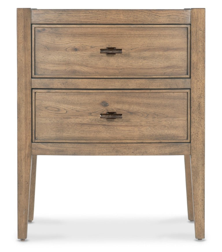 Hooker Furniture Vineyard Pecky Hickory Two-Drawer Nightstand In Sonoma Finish — Felt-Lined Drawer, Cord Clip, Rustic Charm 6952-90016-80