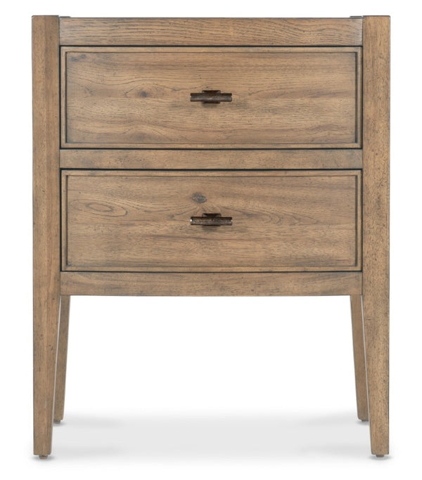 Hooker Furniture Vineyard Pecky Hickory Two-Drawer Nightstand In Sonoma Finish — Felt-Lined Drawer, Cord Clip, Rustic Charm 6952-90016-80