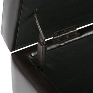 English Elm Hamilton Storage Ottoman – Elegant Coffee Brown Faux Leather With Hidden Storage & Versatile Use B136P158170