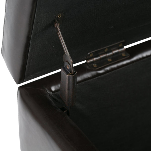 English Elm Hamilton Storage Ottoman – Elegant Coffee Brown Faux Leather With Hidden Storage & Versatile Use B136P158170