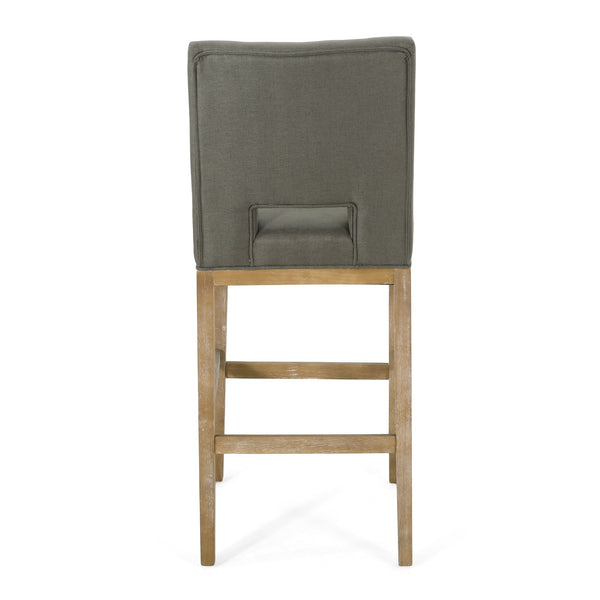 English Elm Christopher Knight Home® - BARSTOOL Grey Fabric Upholstered Padded Seat with Sturdy Eco Wooden Frame — Comfortable Durable Design 73531.00DPGRY