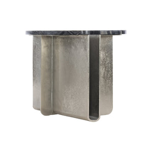 Bernhardt Bernhardt Sculptural Tegan Side Table With Black Forest Marble Tops & Shiny Nickel Cast Aluminum Base 305123