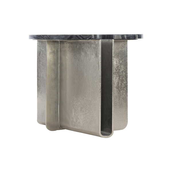 Bernhardt Bernhardt Sculptural Tegan Side Table With Black Forest Marble Tops & Shiny Nickel Cast Aluminum Base 305123