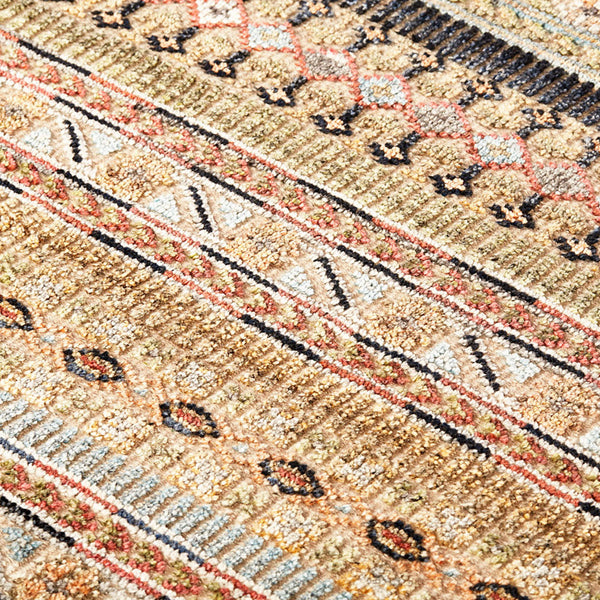 Feizy Rugs Payton Hand Knotted Wool And Viscose Rug With Geometric Tribal Patterns For Stylish Interiors Tan,Orange,Blue Viscose,Wool 9806498fpnkmlth50