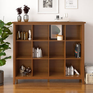 English Elm Artisan 12 Cube Storage Unit - Handcrafted Honey Brown Wood Shelving For Versatile Home Organization B136P158416