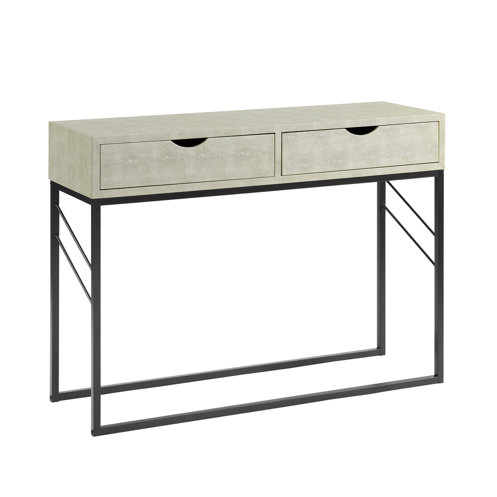 2-Drawer Faux Shagreen Entry Table Off White AFVET2DRETOW Walker Edison