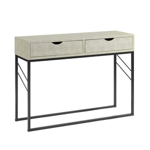 2-Drawer Faux Shagreen Entry Table Off White AFVET2DRETOW Walker Edison