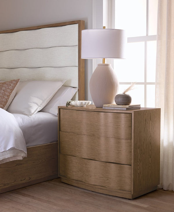 Hooker Furniture Sonnet Wren Light Oak Bow-Front Bachelor's Chest With 3 Push-Open Drawers, Lined Top Drawer, 36"W 6072-90017-85