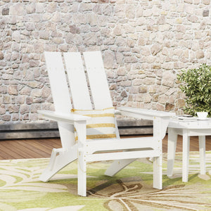 English Elm Zuma Solid Acacia Foldable Adirondack Chair Rustic Outdoor Lounger for Deck or Patio White 68319.00WHI