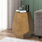 Christopher Knight Home® - Noble House - Pamsha Modern Hammered Iron Geometric Side Table, Brushed Antique Gold