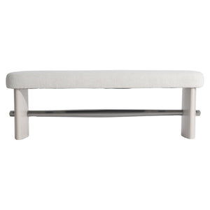 Bernhardt Bernhardt Sereno Bench With Rounded Upholstered Seat, Lutra Wood-Grain Cast-Resin Panels, Nickel Stretcher 329508