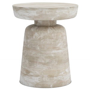 English Elm Robbie Sculptural Accent Table in Walnut Brown Solid Mango Hardwood, Hand-Finished, Rustic Contemporary Appeal White B136P158443