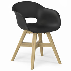 English Elm Kona Outdoor Dining Chair Set of 2 — Handcrafted Acacia Wood Base with Durable Molded Plastic Seat, Weather-Resistant Comfort Black B136P159377