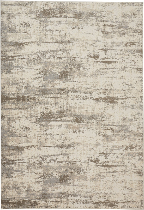 Feizy Rugs Parker Abstract Distressed Rug - Contemporary Viscose And Polyester Design For Modern Interiors Ivory,Brown Viscose,Polyester Prk3719fslvbgef01