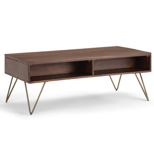 English Elm Hunter Lift Top Coffee Table In Umber Brown - Handcrafted Mango Wood With Industrial Flair & Storage B136P158730