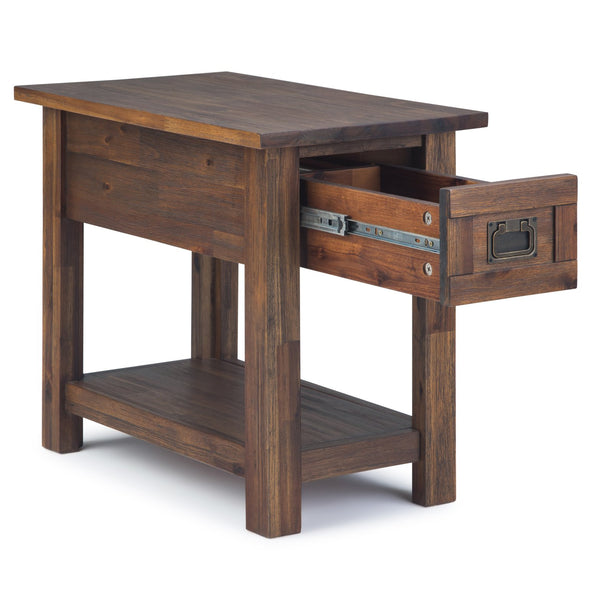 English Elm Monroe Narrow Side Table - Rustic Distressed Charcoal Finish With Storage Drawer And Shelf B136P158956