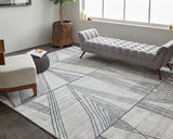 Feizy Rugs Whitton Viscose/Wool Hand Tufted Industrial Rug Ivory/Black 8' x 10'