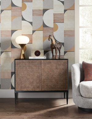 Hooker Furniture Melange Melange Boucle Accent Chest With Carved Basketweave Doors, Soft-Close, Wire Mgmt (42.5" W) 628-50204-99