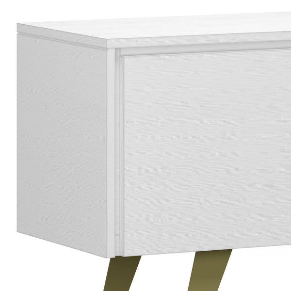 English Elm Lowry Tv Media Stand - Vintage Industrial White Acacia With Metal Accents For Modern Living Rooms B136P158867